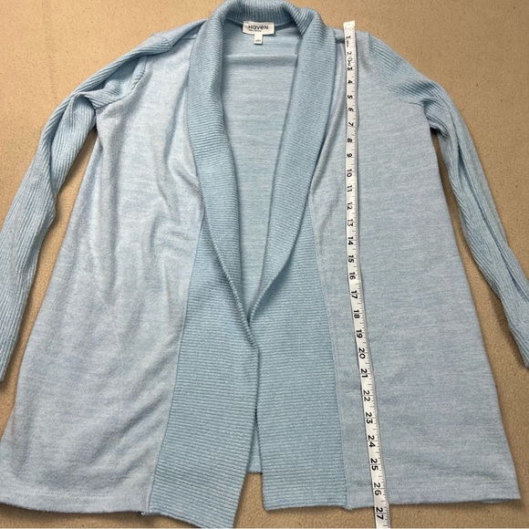 Haven Well Within Sweater Womens XS Light Blue Open Front Cardigan Pockets - Picture 2 of 8